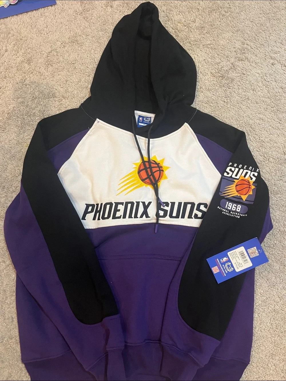 PHX Suns Hooded -Style pullover sweater- Black, White & Purple .